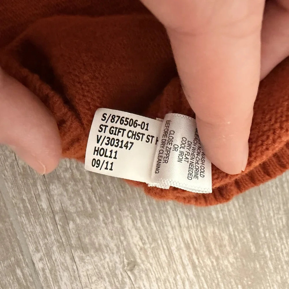 Men's Banana Republic‎ Italian Yarn  Merino Wool Sweater 1/4 Zip Orange Sz Large